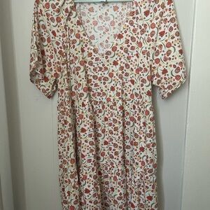 Old Navy Red and White Floral Midi Dress